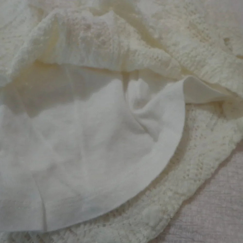 Anthropologie Lace Melange Top by Meadow Rue SP OffWhite  Embroidery 3/4 Sleeves